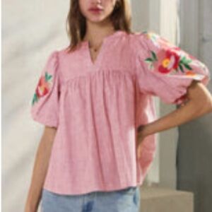 Elegant Pink Floral Blouse